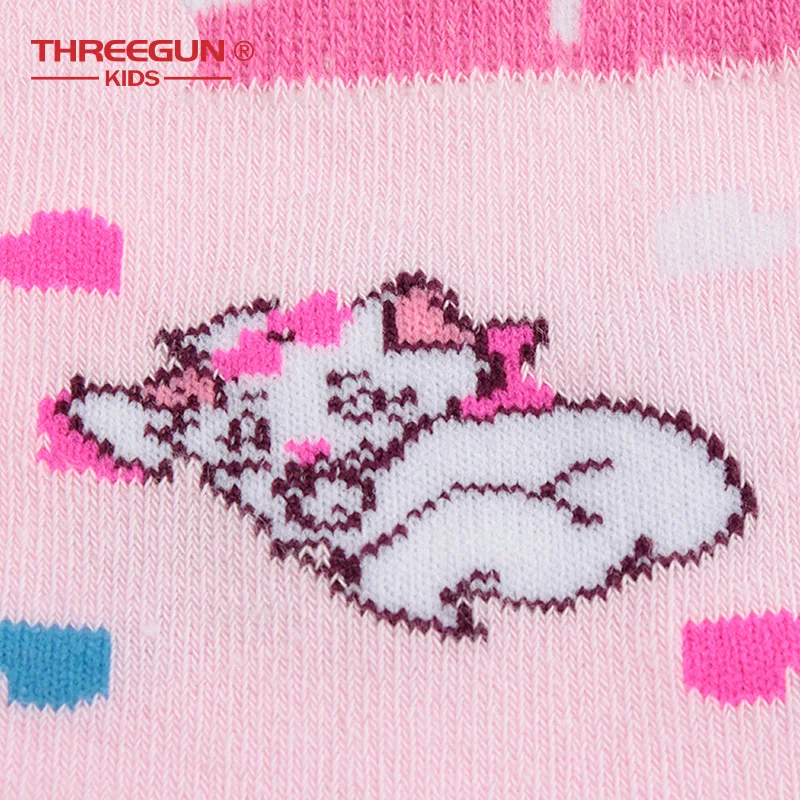 THREEGUN X disney Marie Cat, 1 пара носков для девочек носки с героями мультфильмов полосатые дышащие мягкие детские носки для девочек 3 пары/партия
