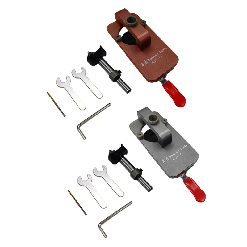 

35mm Hinge Boring Jig Woodworking Hole Drilling Guide Locator with Hole Opener