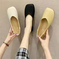 flat all match mules shoes for women pu round toe slip on sandalias slipper summer peas sandals womens soft leather