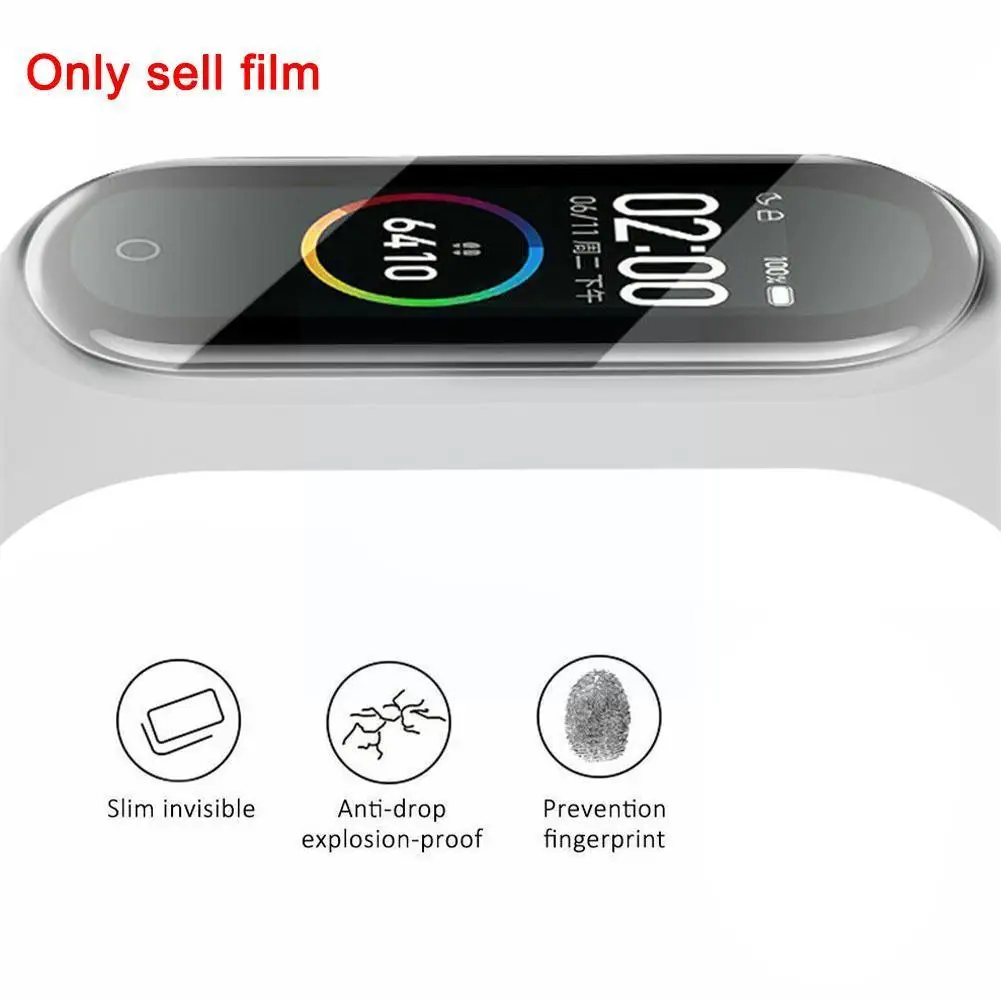 5 Pieces Of Mi Band 4/5/6 Wristband Bracelet Protective Bracelet Screen Hydrogel Film Film Mi Strap Non-tempered Full Glass R6Q1