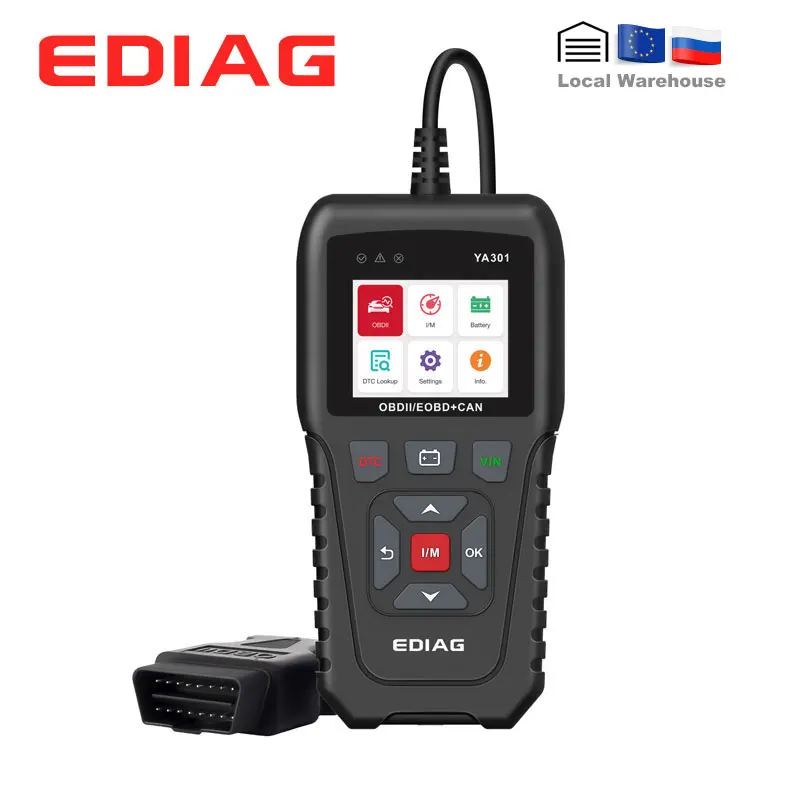 

Считыватель кодов Ediag YA301, OBDII/EOBD, тест для чтения батареи одним ключом, YA-301, диагностический инструмент, сканер OBD2, бесплатное обновление, KW850 ...