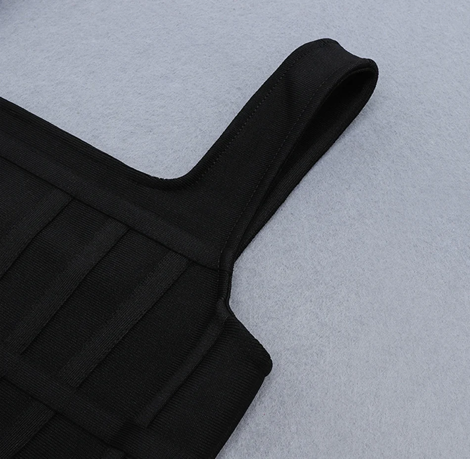 

2020 High Street Women's Elastic Bandage Crop Top Sexy Sleeveless Strap Square Collar Stripe Irregular Slim Short Solid Vest Top