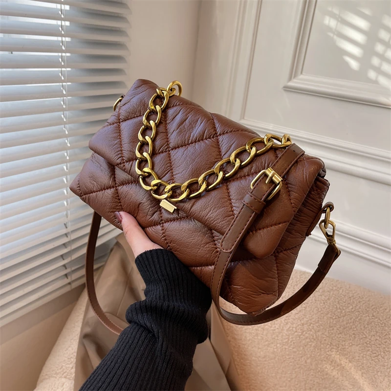 

Quilted Soft Leather Crossbody Bags For Women High-quality Designer Handbag Luxury Brand Shoulder Messenger Bag With Handle