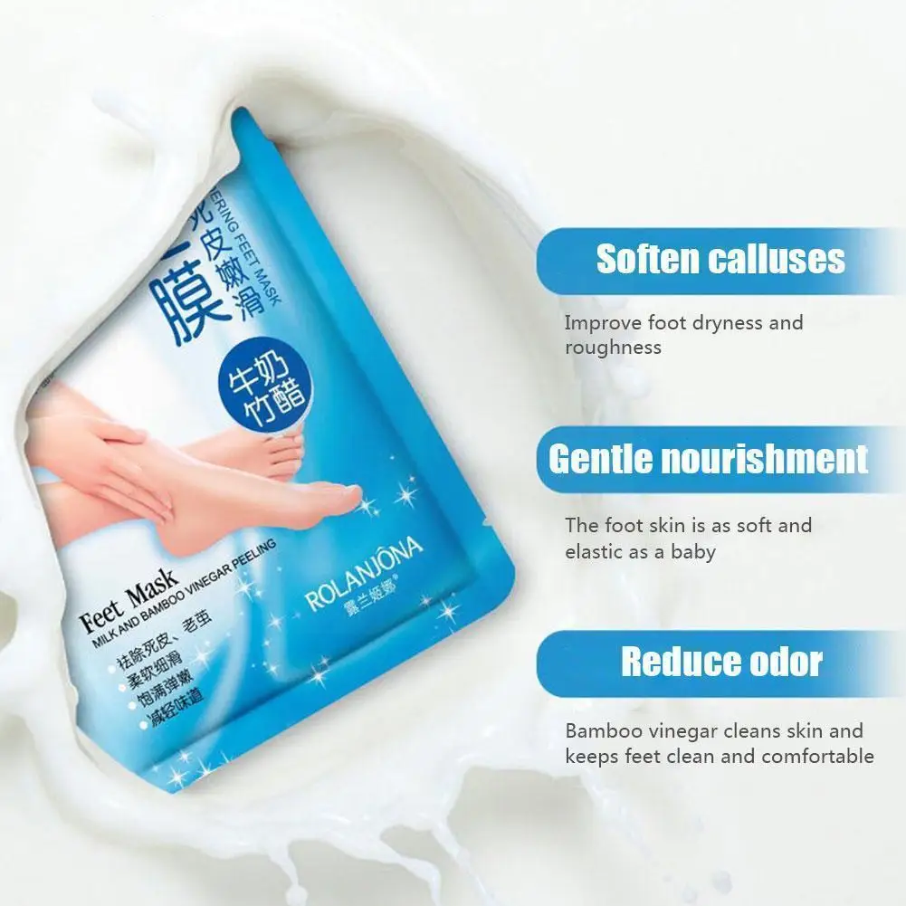 

Beauty Foot Mask Milk Bamboo Vinegar Exfoliating Dead Pedicure Cuticle Mask Tender Smooth Care Mask Foot Foot Skin T9R1
