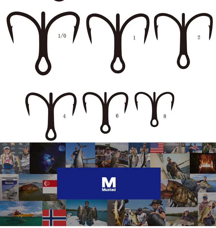 Mustad Рыбалка Крючки TG76NP-BN тройной крючок из высокоуглеродистой стали колючая Jawlock 3X сильная приманка океан рыбалка якорь снасти Pesca