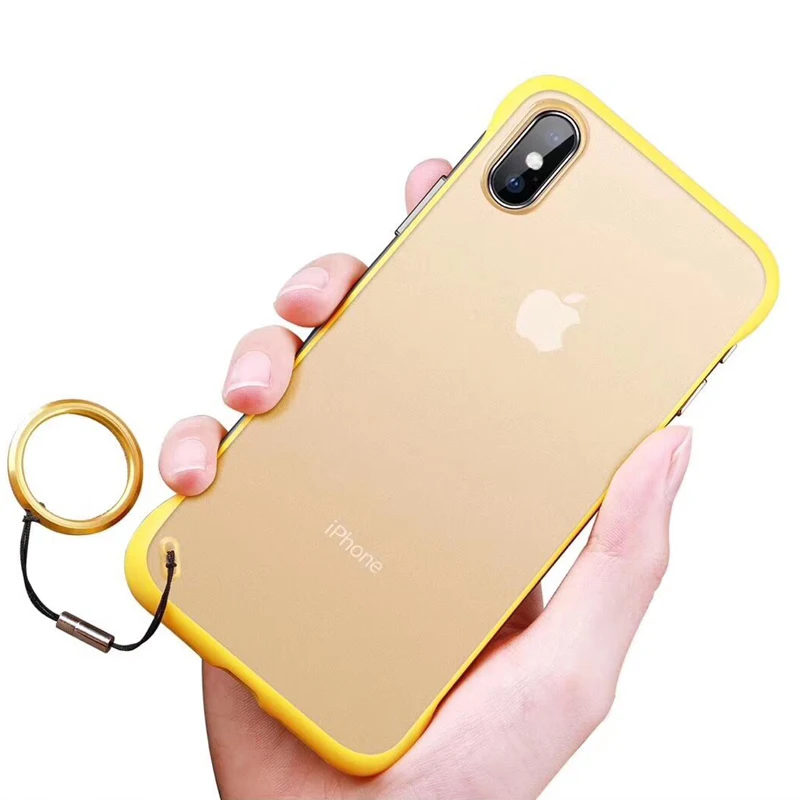 Ultrathin Frameless Ring Design Matte Cases For iphone 7 Plus 6 6S 8 X XS Max XR Cute Plain Slim Hard PC Couples Back Cover | Мобильные
