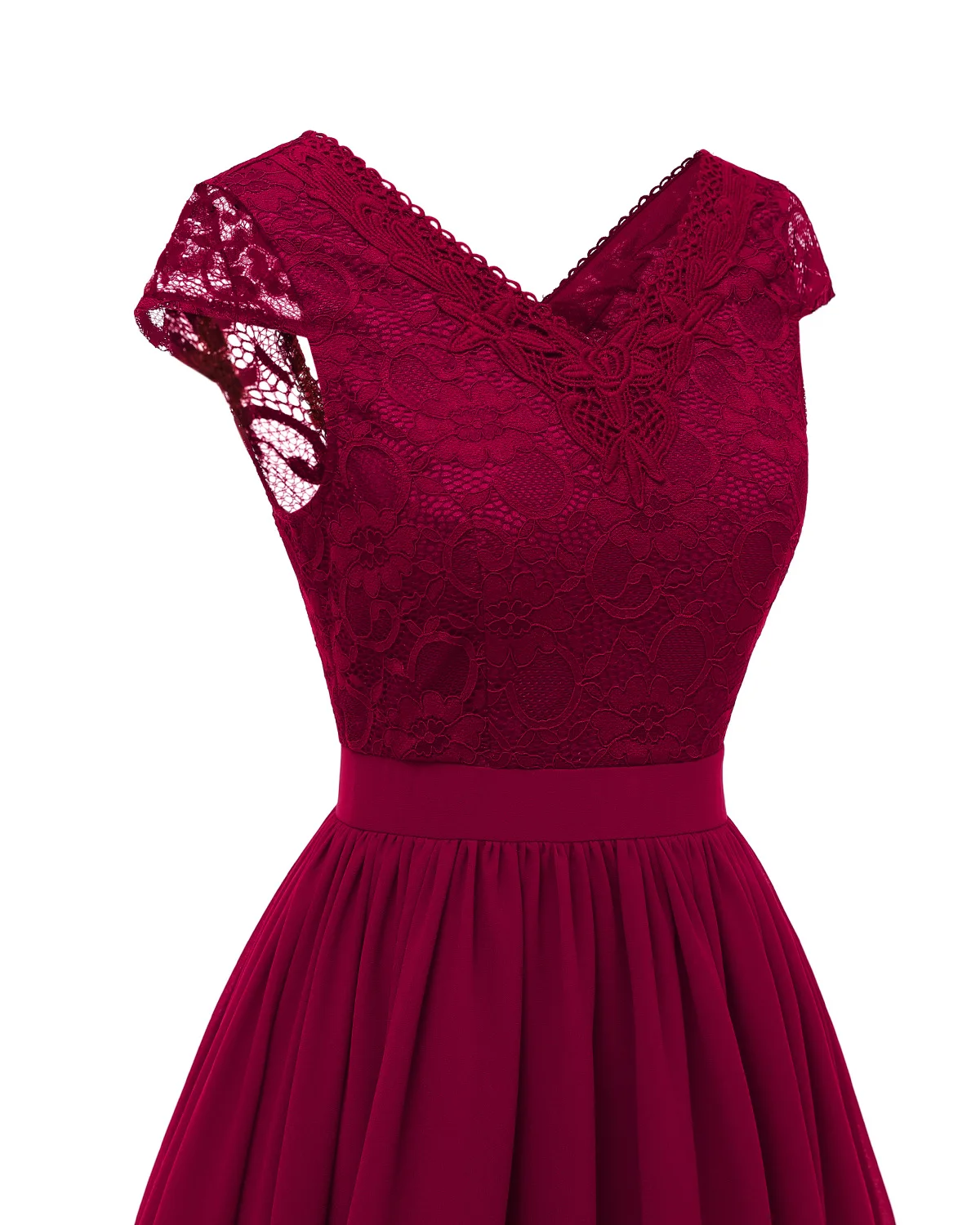 

Chiffon Lace Sexy V-neck Big Swing Dress Robe De Demoiselle D'honneur V-neck Short Sleeve Dresses Woman Party Night Sukienki