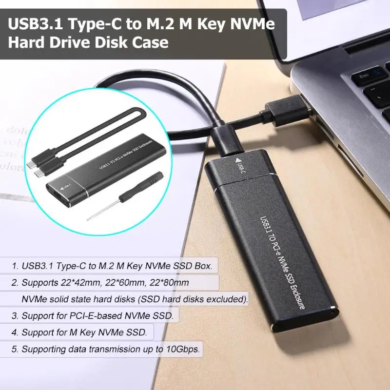 Корпус твердотельного накопителя USB3.1 Type-C на M.2 M Key NVMe SSD 10 Гбит/с | Компьютеры и