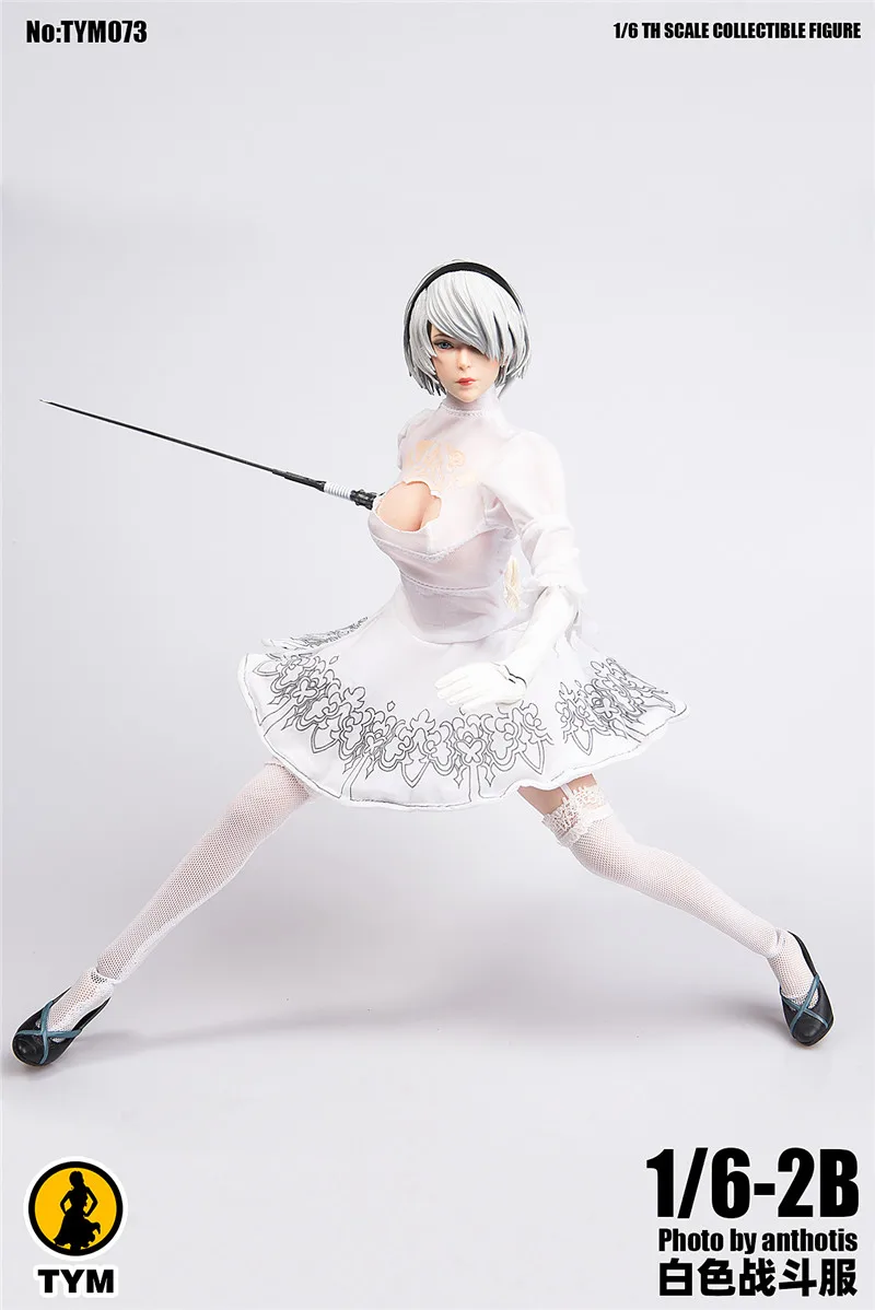 Косплей 1/6 NieR Automata 2B тим073 женский белый боевой костюм юбка комплект одежды 026