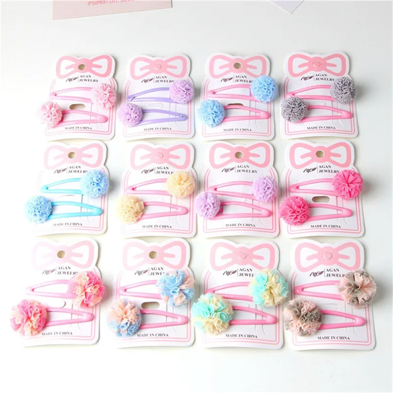 2 шт. милые заколки для волос с помпонами маленьких девочек эластичная лента