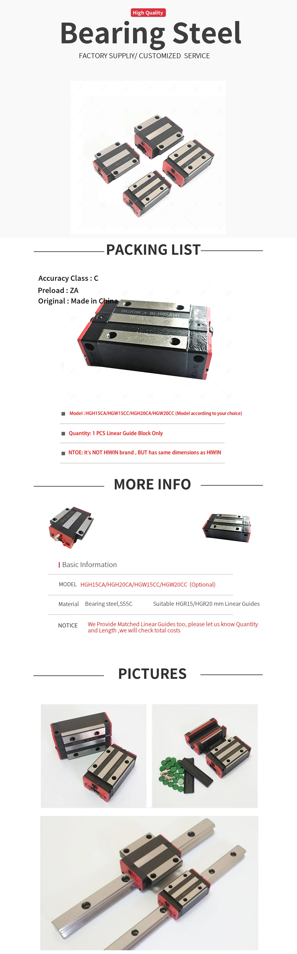 Рельсовый ползунок HGH15CA HGW15CC коляски HGH20CA HGW20CC блок линейных направляющих для HGR15 HGR20 рельсы CNC наборы
