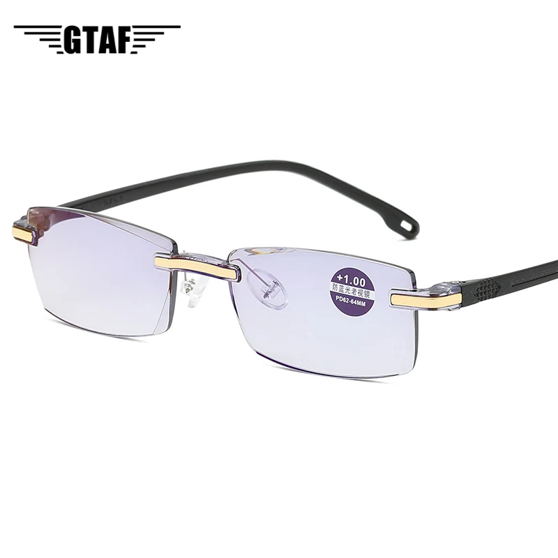 

2020Anti Blue Ray Reading Glasses Women Computer Rimless Eyewear Men Anti Fatigue Hyperopia Presbyopic Glasses +1.5+2+2.5+3.5+4