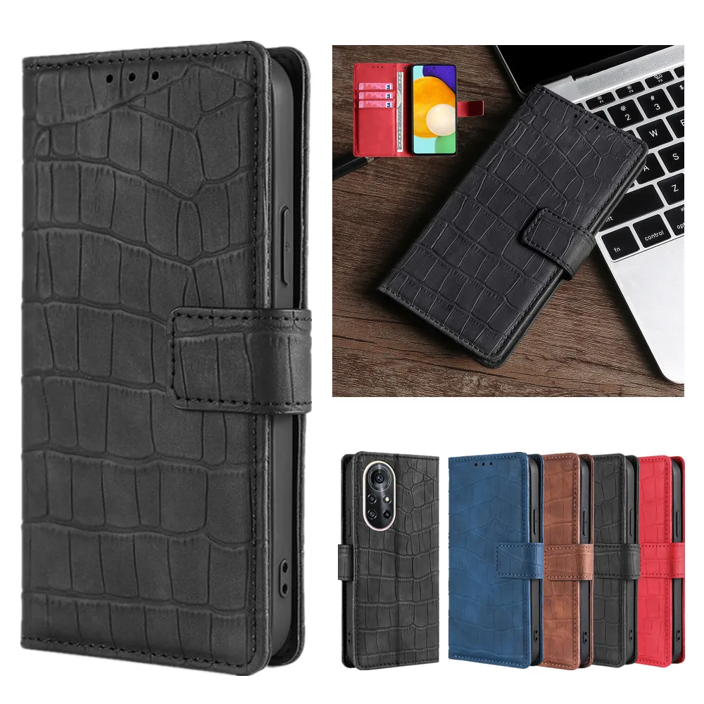 

Crocodile Pattern Leather Case for Huawei Nova 8 Pro 7 6 SE Lite 3 Plus 7i 5 Z 5i 5T Flip Cover Wallet Card Holder Stand Coque