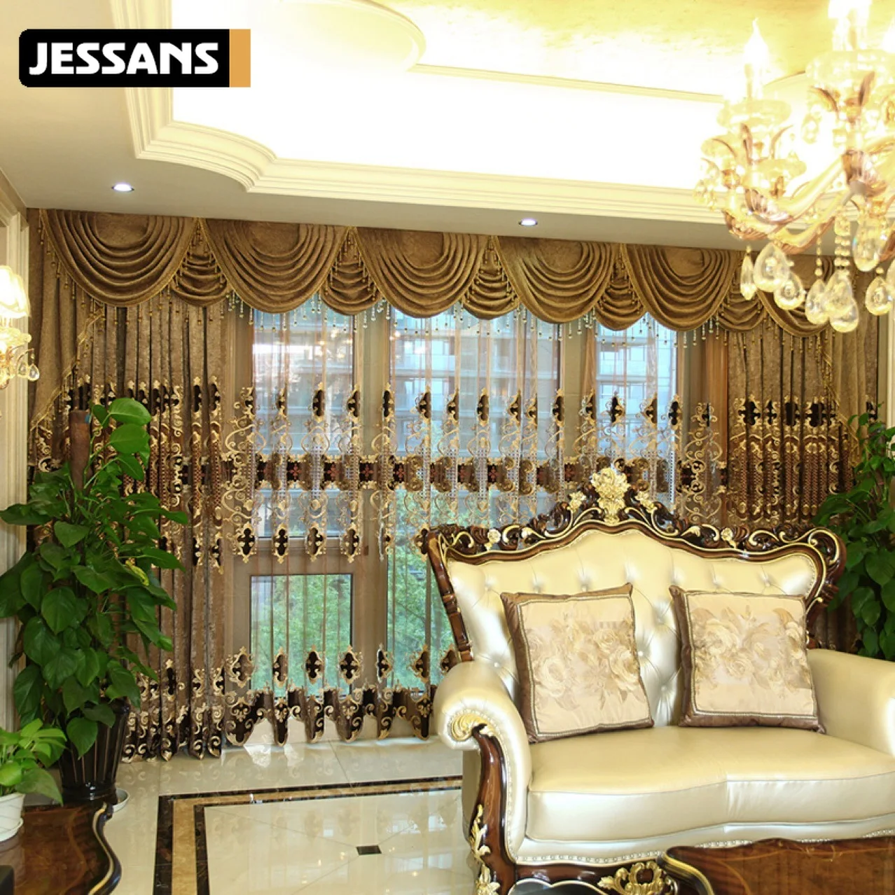 

Коричневые Шторы с вышивкой, в европейском стиле, для гостиной, спальни, столовой