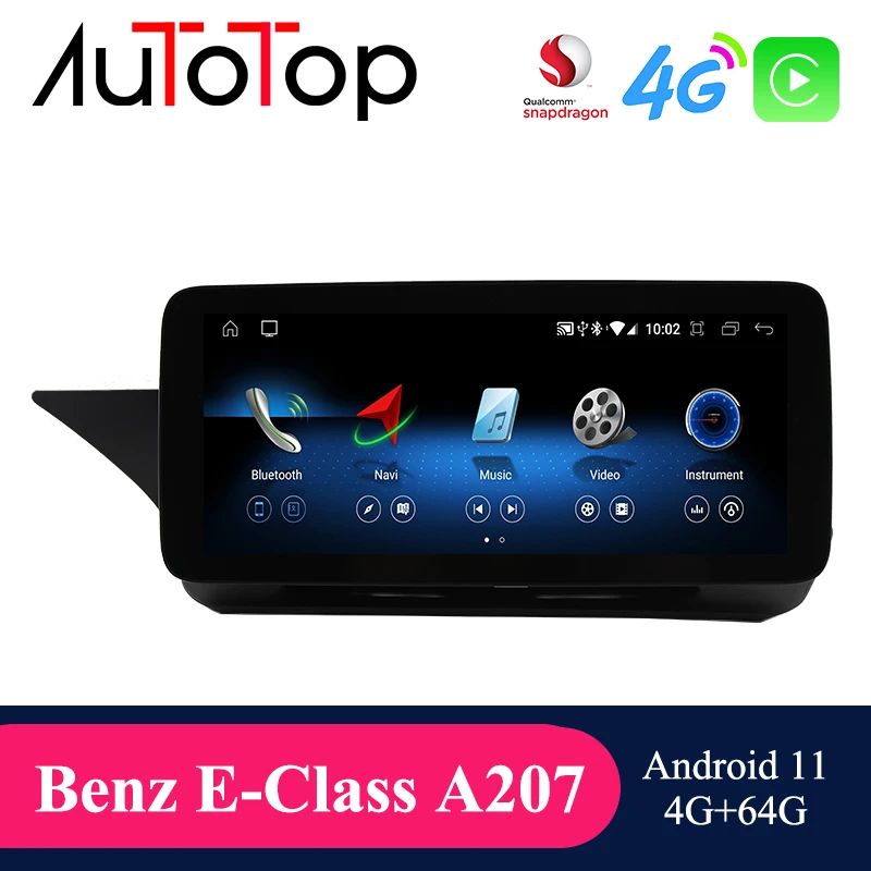 

AUTOTOP 10,25 "Android 11 автомобильный радиоприемник, мультимедийная навигация 4 Гб + 64 ГБ для Mercedes Benz E Class Coupe W207 A207 C207 2009-2016 4G LTE