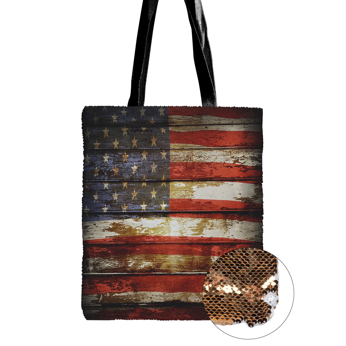 Сумка на плечо с изображением американского флага и деревянного фона женские