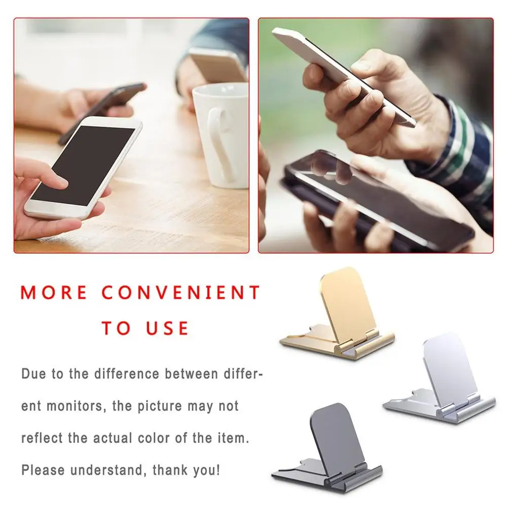 

Mobile Phone Holder Folding Gold-plated Desktop Multifunctions Adjustment and Portable General Phone Bracket