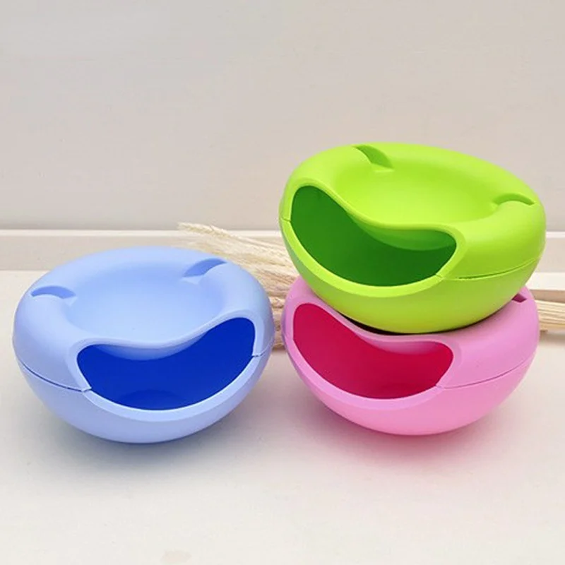 

1 PCS Modern Living Room Creative Shape Lazy Snack Bowl Plastic Double Layers Snack Storage Box Bowl Lazy Fruit Plate Bowl