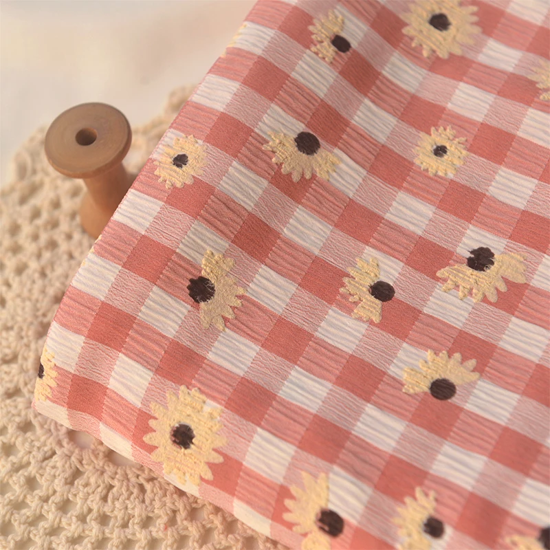 50*140 см оранжево розовая плиссированная пузырьковая Полиэстеровая ткань для