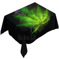 Weed Leaves By Ho Me Lili Table Cloth Vibrant Green Exotic Rustic Kitchen Dining Indoor Outdoor Picnic Tabletop Decoration