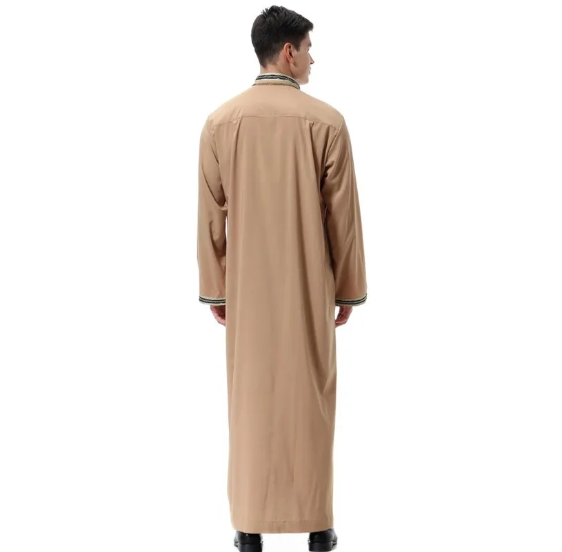 Musulmans O-Neck Arabic Abaya Musulman Homme Dubai Kaftan Long Sleeves Adult Jubba Thobe Pakistan Men Clothing Prayer Clothes