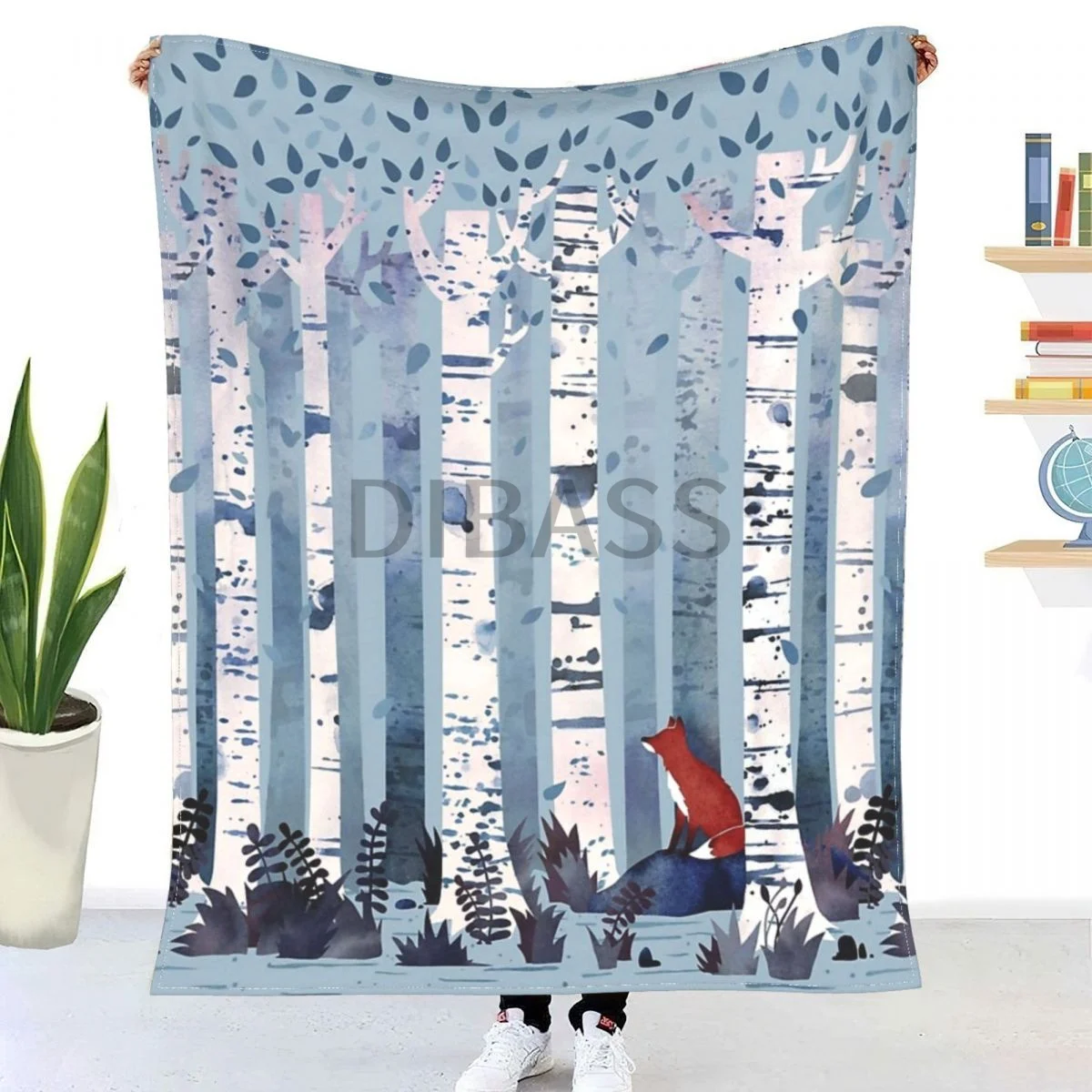 

The Birches (in Blue) Comforter 3D Printed Flannel Throw Blanket