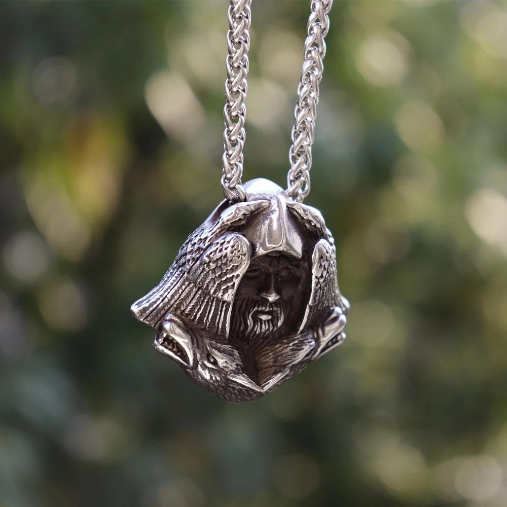 EYHIMD Norse Odin Viking серебряный кулон из нержавеющей стали скандинавский Ворон Волк Мужской амулет ювелирные изделия