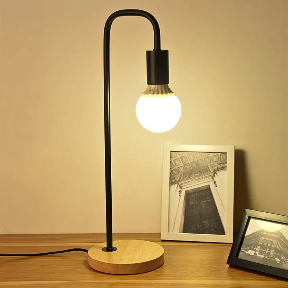 

Simple Wooden Base Table Lamp Desk Lights Bedroom Reading Room Study Lighting