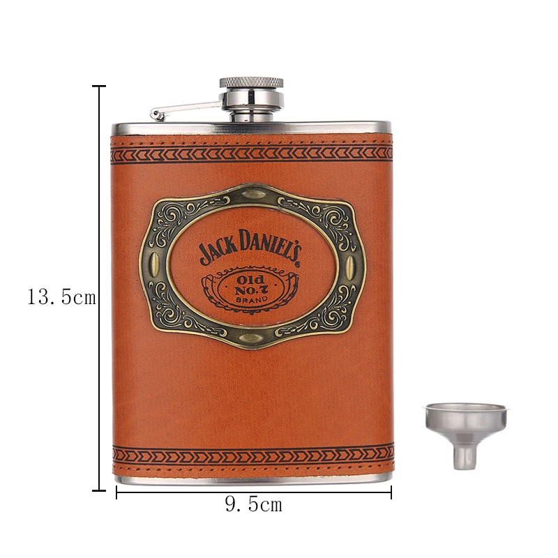 8 унций портативные фляжки на спиртовой основе из нержавеющей стали 304 кожаная