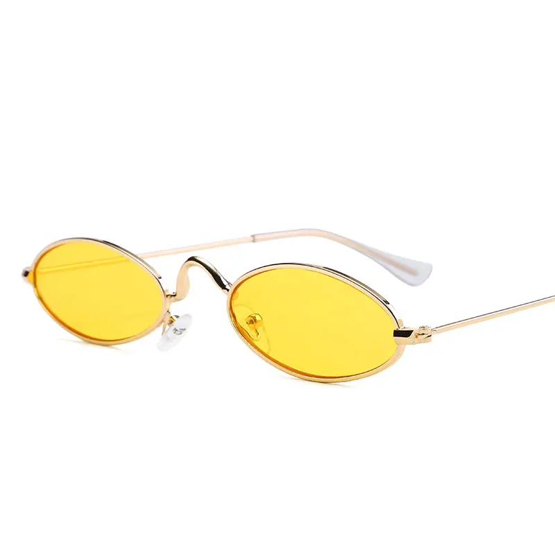 GOLD YELLOW Классические металлические маленькие очки, дизайнерские брендовые трендовые солнцезащитные очки, женские пикантные очки, очки для взрослых - Цвет линз: GOLD YELLOW