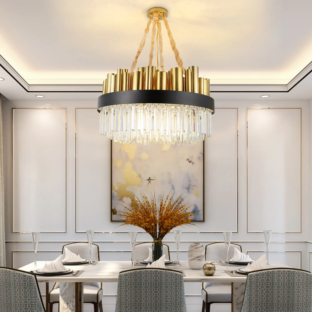 Роскошная хрустальная люстра светильник для гостиной большой круглый столовая