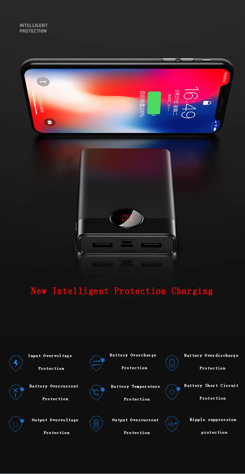 Xiaomi power Bank 30000 мАч цифровой дисплей аксессуары для телефонов Двусторонняя Быстрая Зарядка батарея банк аксессуары для телефонов Аккумулятор
