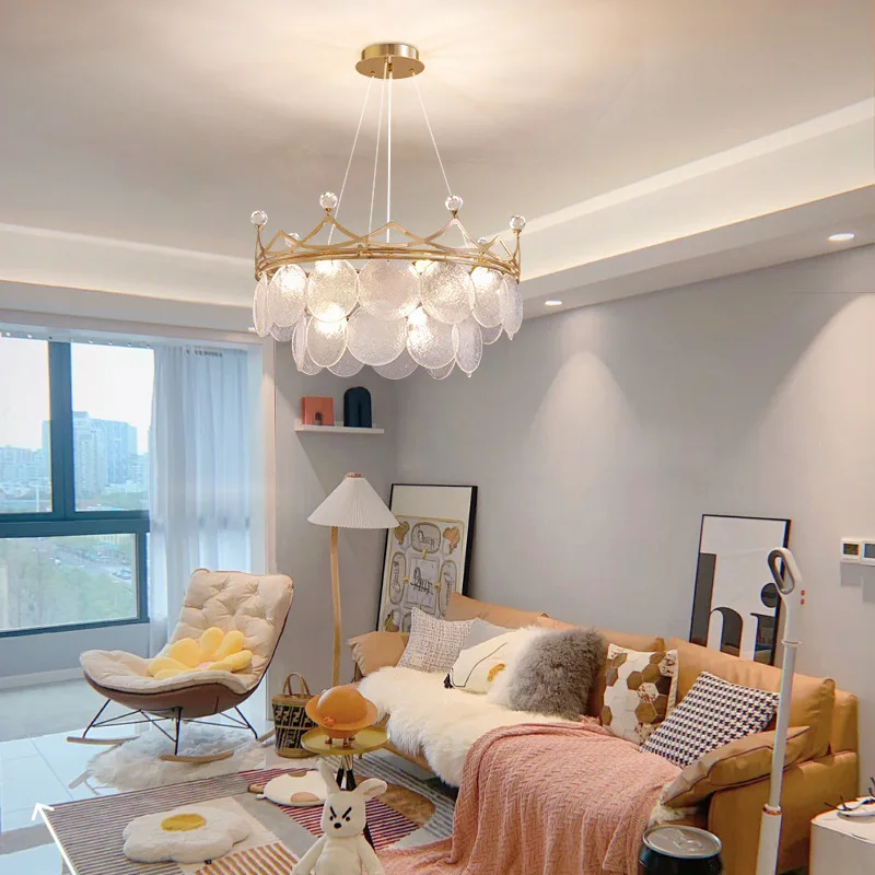 

Crown simple living room chandelier Nordic lamps new bedroom modern crystal light luxury Crystal Chandelier