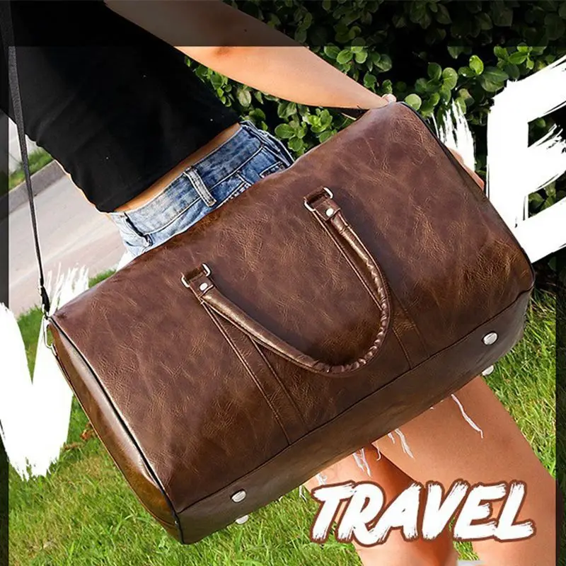 Женский и мужской винтажный багаж из искусственной кожи для коротких деловых