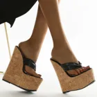 Пикантные туфли на очень высоком каблуке; Большие размеры 35-42; Тапочки мюли шлепанцы на танкетке; Женские босоножки; chaussure femme