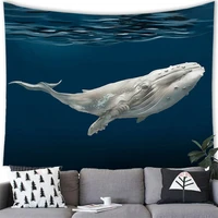 seascape scenery whale pattern wall decor tapestry 150x130cm university dormitory tapestry live broadcast background cloth t0004