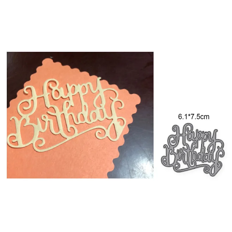 

Lace Happy Birthday New 2021 Metal Cutting Dies For DIY Scrapbooking And Card Making Decorative Embossing Die Cut Craft Dies