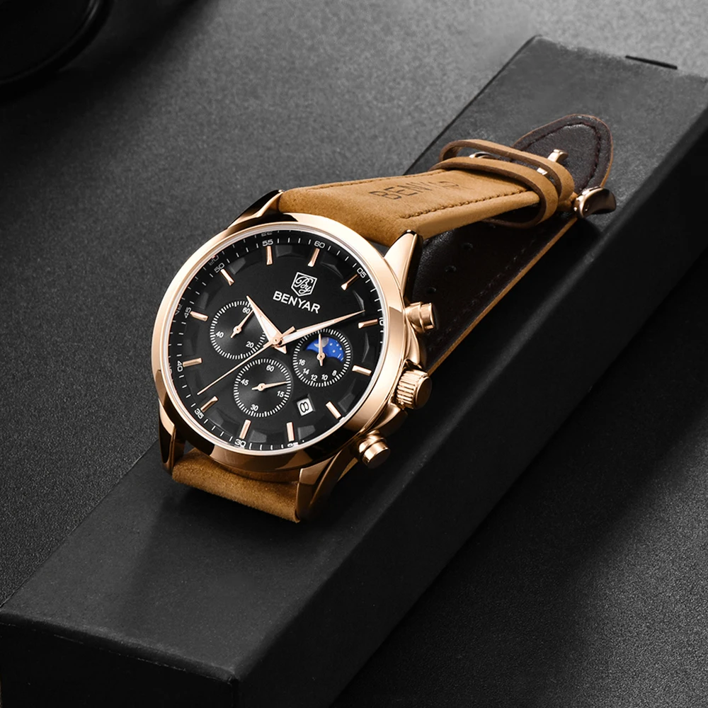Часы наручные Reloj Hombre BNEYAR Мужские кварцевые модные спортивные водонепроницаемые