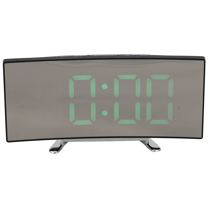 , 7 Inch Curved Dimmable Led Screen Digital Clock For Kids Bedroom, Green Large Number Clock, Lightweight Sma