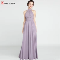 100 real halter neck sleeveless long cocktail party gown custom made pleated chiffon floor length zipper back bridesmaid dress