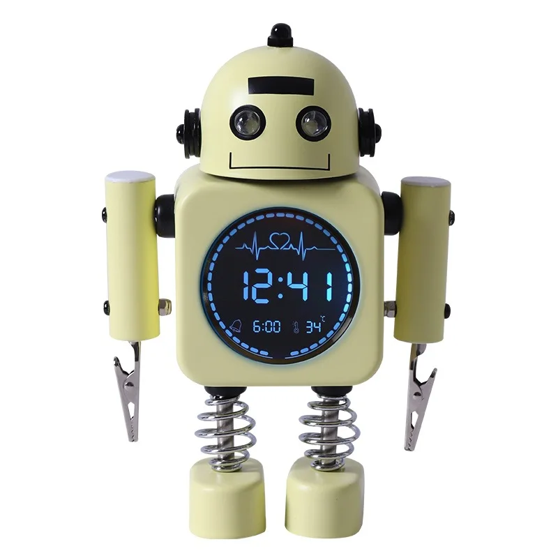 

Creative Cute Mini Metal Alarm Clock Cartoon Robot Shape Bedroom Decor Smart Life Gifts for Children Reloj Despertador Infantil