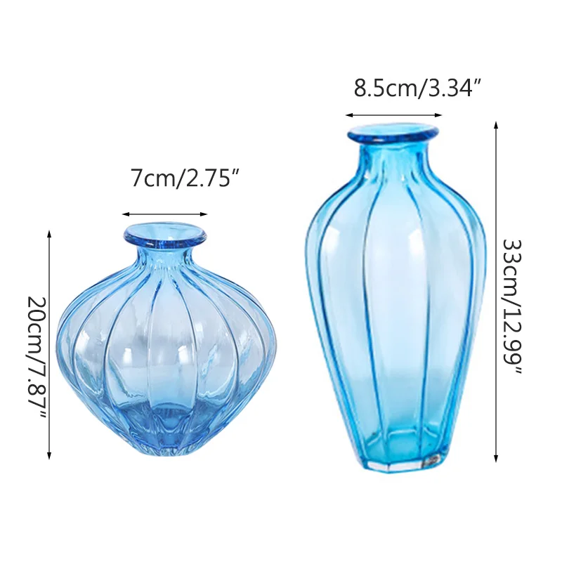 

Nordic Gradient Striped Glass Vase For Living Room Decoration Transparent Flower Vase Home Decoration Figurines Wedding Decor 