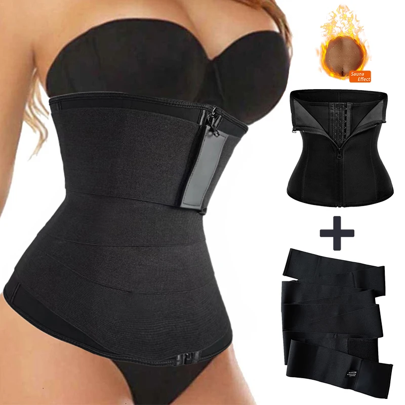 

FAKUNTN Underbust Corset Lose Weight Sweat Belt Women Waist Trainer Slim Body Shaper Suit Neoprene Tummy Control Shapewear Fajas