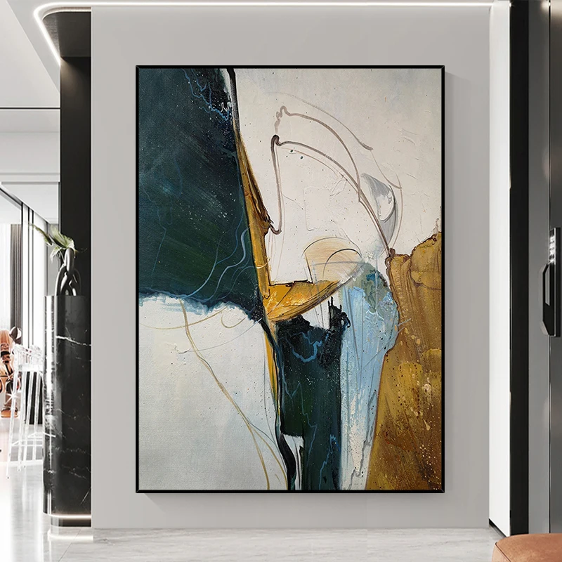 

Hand-Painted Oil Painting Abstract Black and White Gray Imprint Wall Hanging Art for Living Room Bedroom Bathroom Decor No Frame