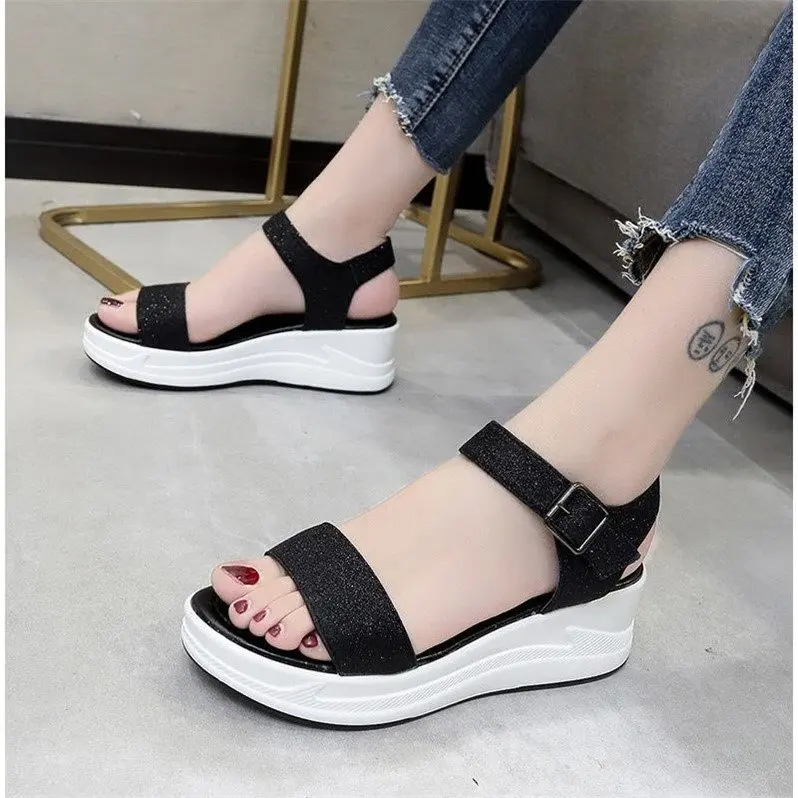 

5.5CM Muffin Thick-soled Sandals Female Summer Korean Students Fashion Beach Romansoles Women Shoes Wedge