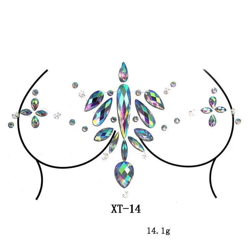 Модные Временные татуировки клей стразы вечерние украшения на грудь смола