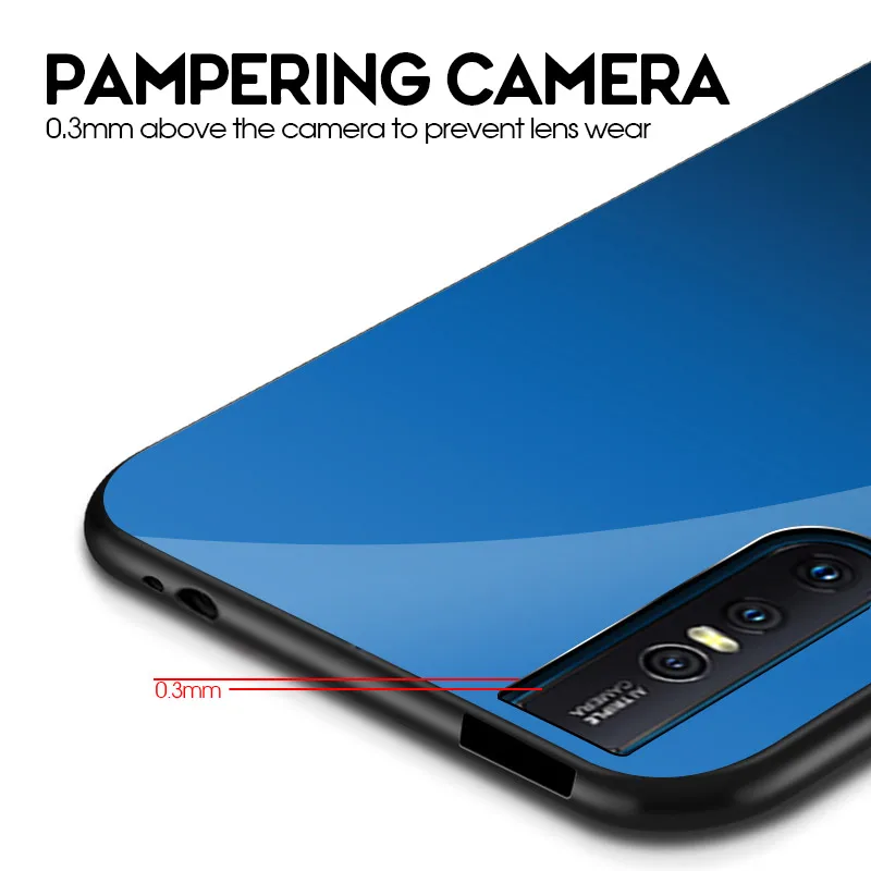 Чехол для VIVO V15 Pro чехол телефона с градиентом закаленное стекло Жесткий мягкая TPU