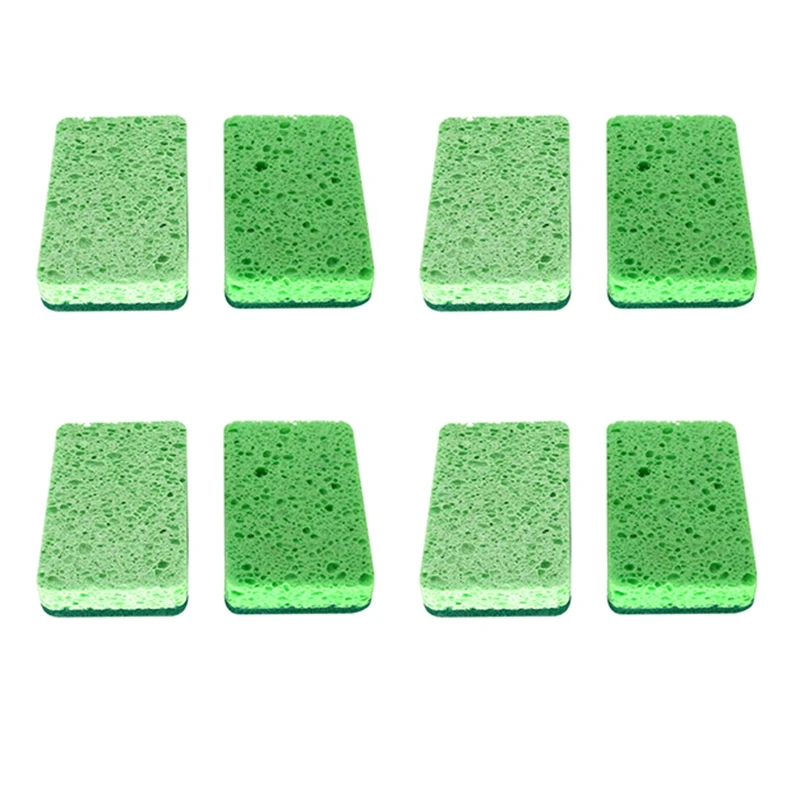

8 Pcs Wood Pulp Cotton Scouring Pad Dishwashing Sponge Pad Household Kitchen Absorbing Water Non-Stick Oil Dish Towel