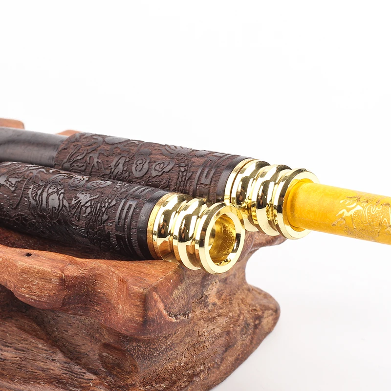 New 1pcs Carved Ebony Wood Cigarette Holder Pipes Portable Filters Smoking Pipe Herb Narguile Smoke h2132 | Дом и сад