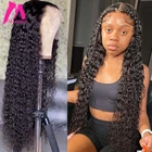 Волнистый фронтальный парик, кудрявые человеческие волосы, парики бразильские натуральные 13х4 Remy, 30 дюймов, волнистые, кружевные передние парики для женщин, предварительно сорванные